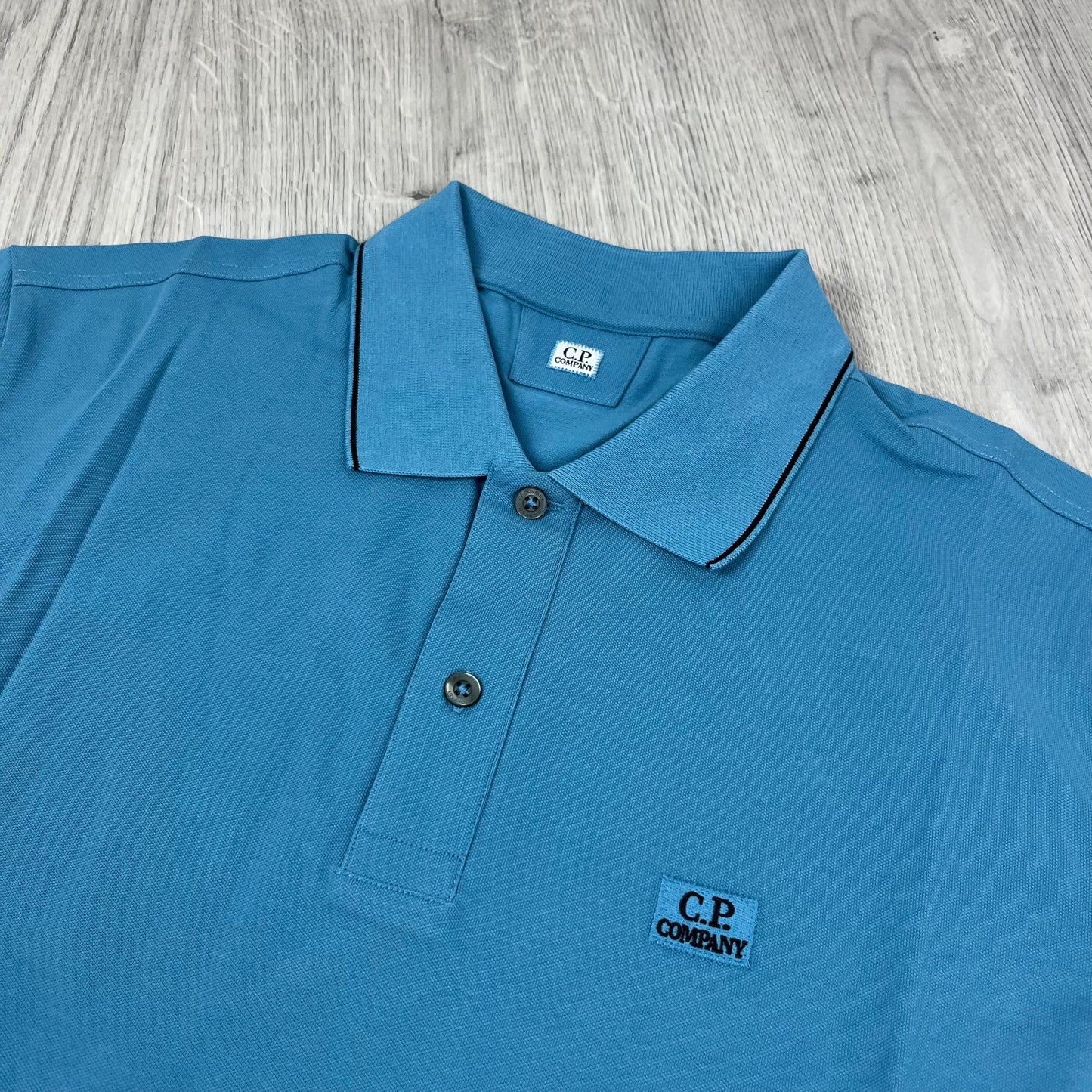CP Company Piquet Polo Shirt - Aegean Blue