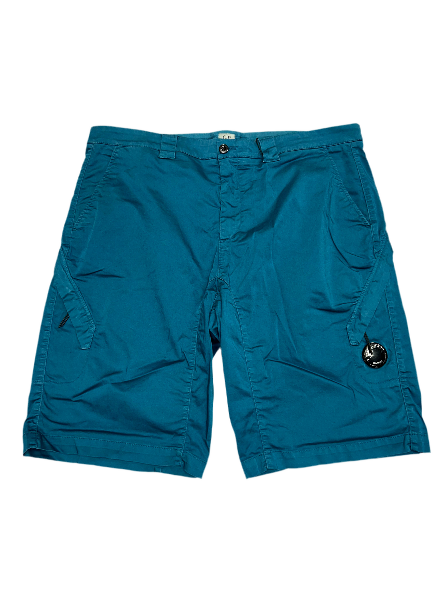 Cp Company Utility Stretch Sateen Lens Shorts in Ink Blue