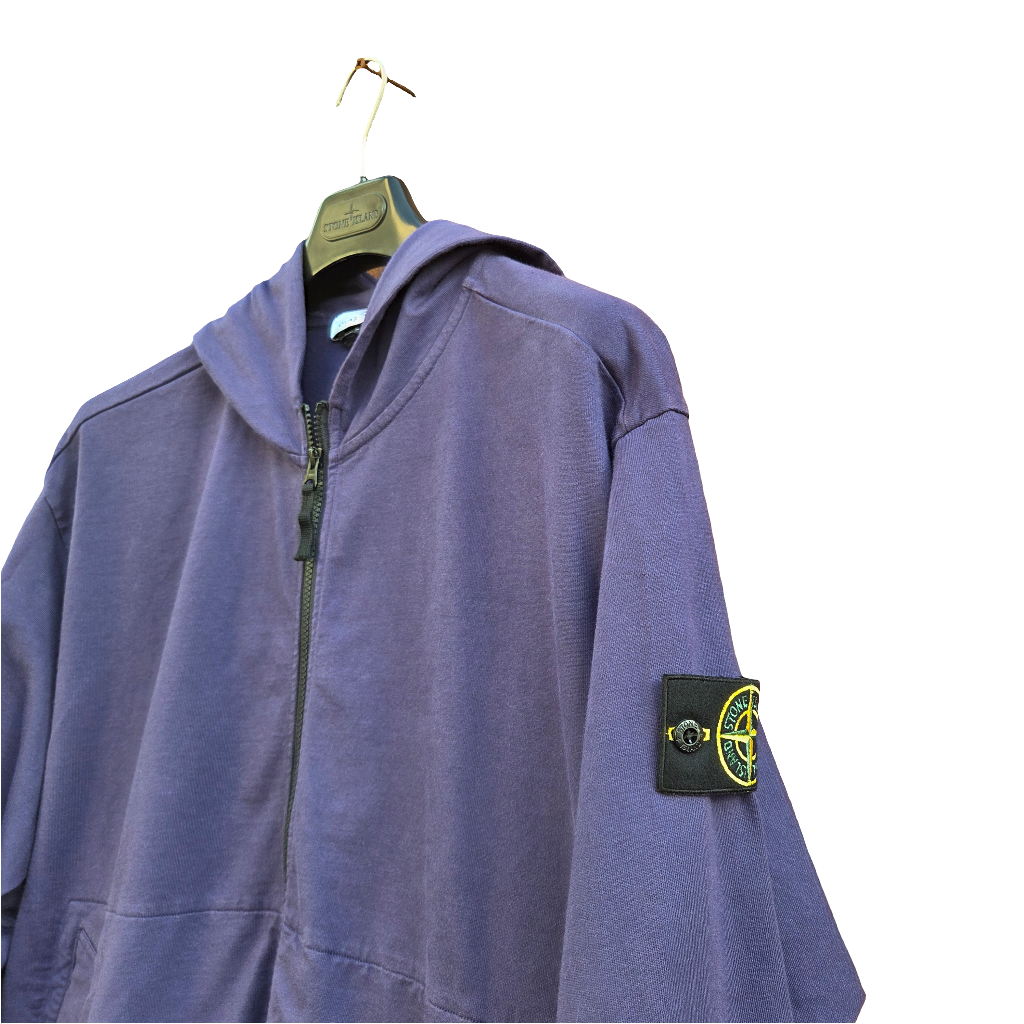 Stone Island Light Fleece Full Zip Hoodie In Blue