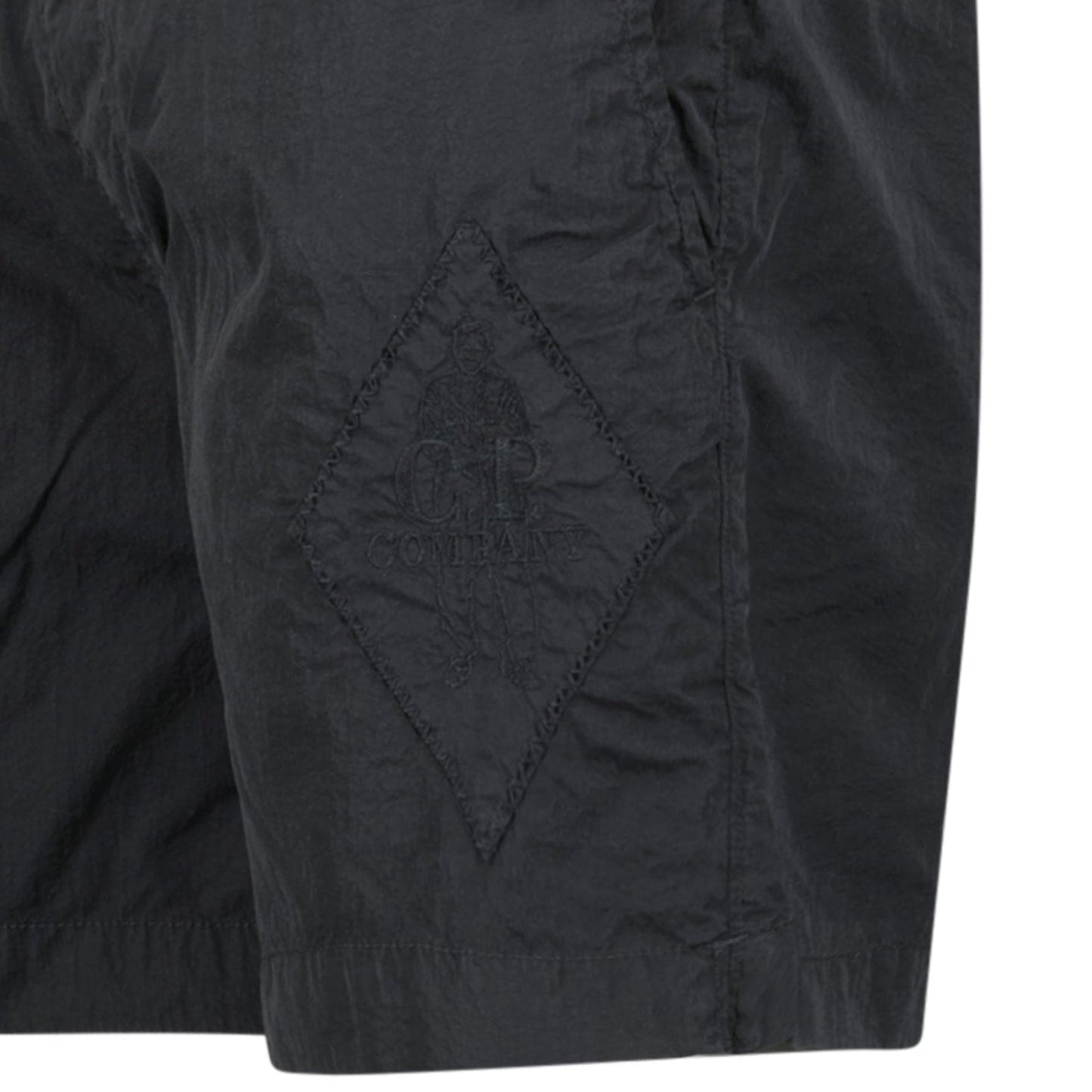 CP Company Black Logo-Embroidered Swim Shorts
