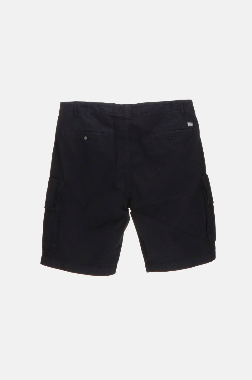 Cp Company Lens Twill Stretch Cargo Shorts in Black