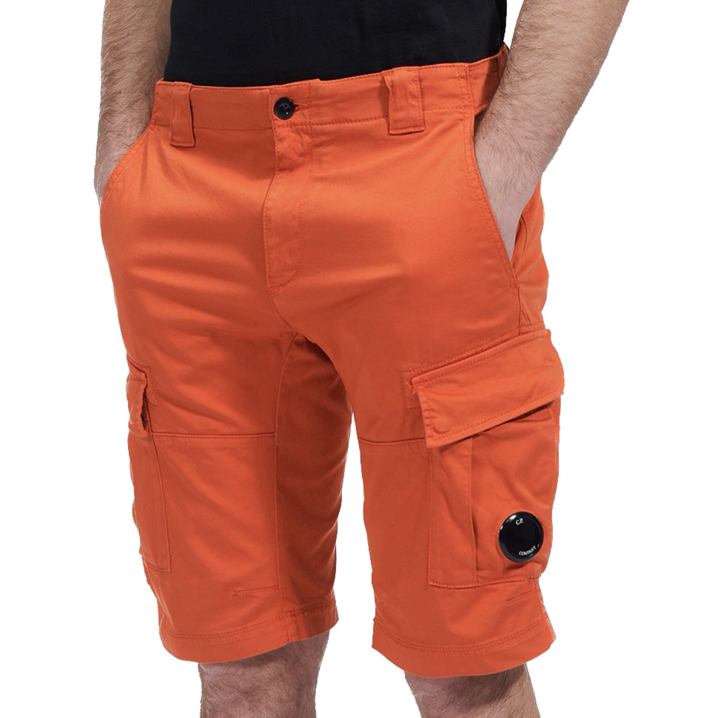 Cp Company Satin Stretch Lens Cargo Shorts Harvest Pumpkin