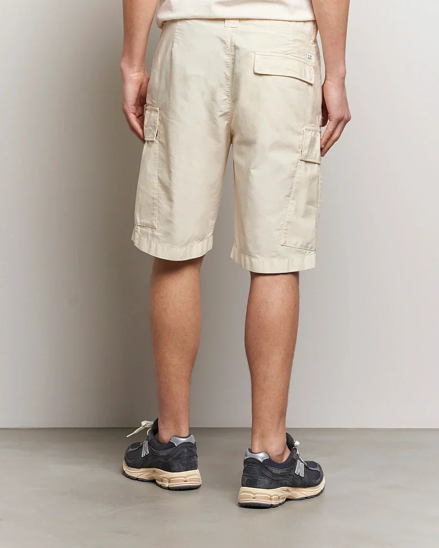 Cp Company Lens Ottoman Cargo Shorts In Beige