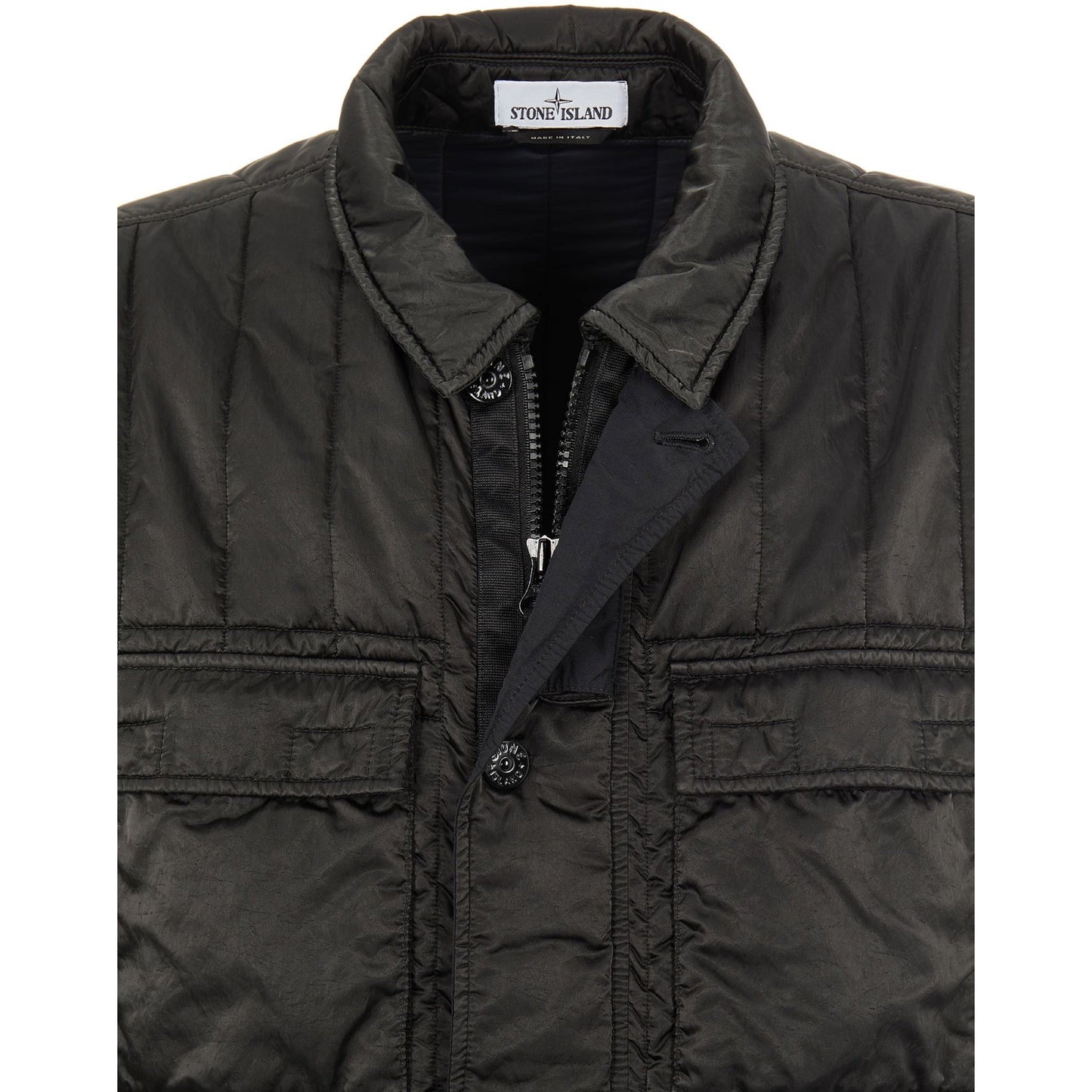Stone Island Nylon Raso Quilted-Tc In Black