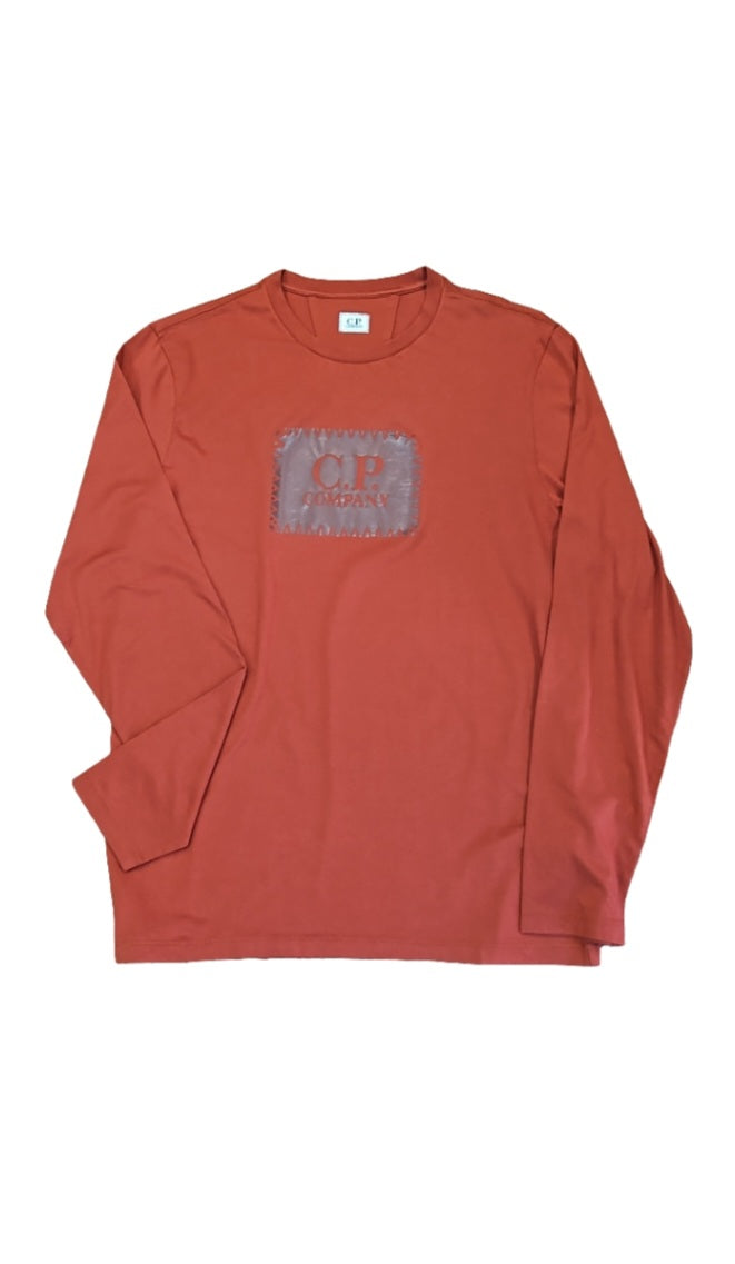 Cp Company Long Sleeve Stamp Logo T-Shirt in Red