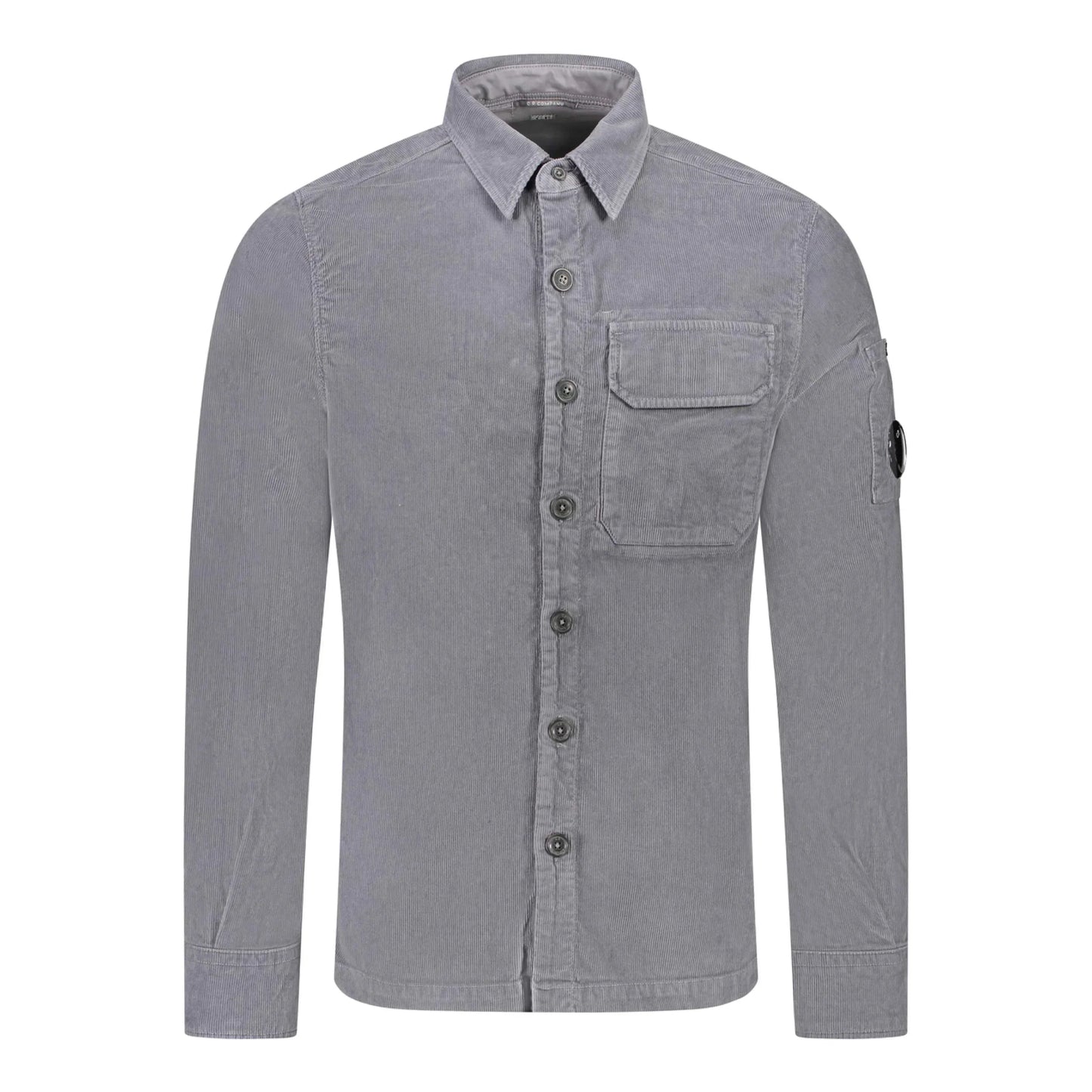 Cp Company Corduroy Button Up Shirt in Excalibur Grey