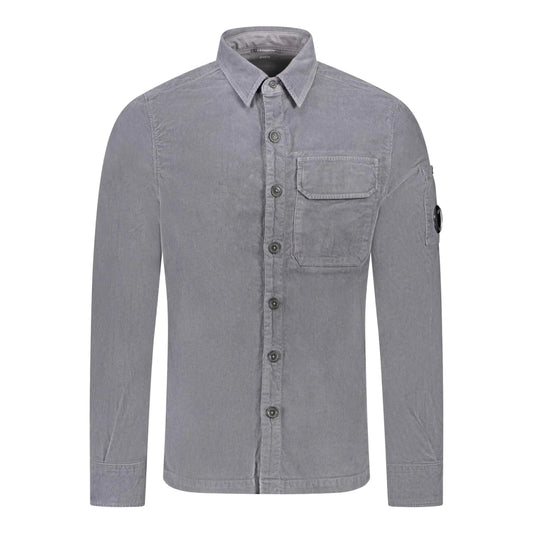 Cp Company Corduroy Button Up Shirt in Excalibur Grey