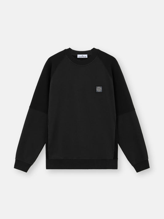 Stone Island Patch Logo Paneled Sweatshirt In Black