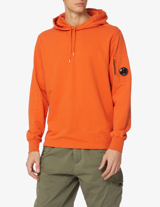 Cp Company Light Fleece Lens Overhead Hoodie In Harvest Pumpkin