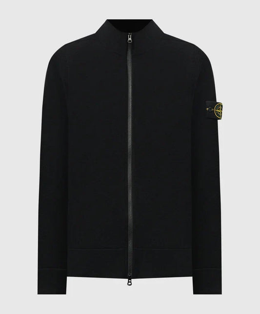 Stone Island Knit Full Zip Fleece In Black