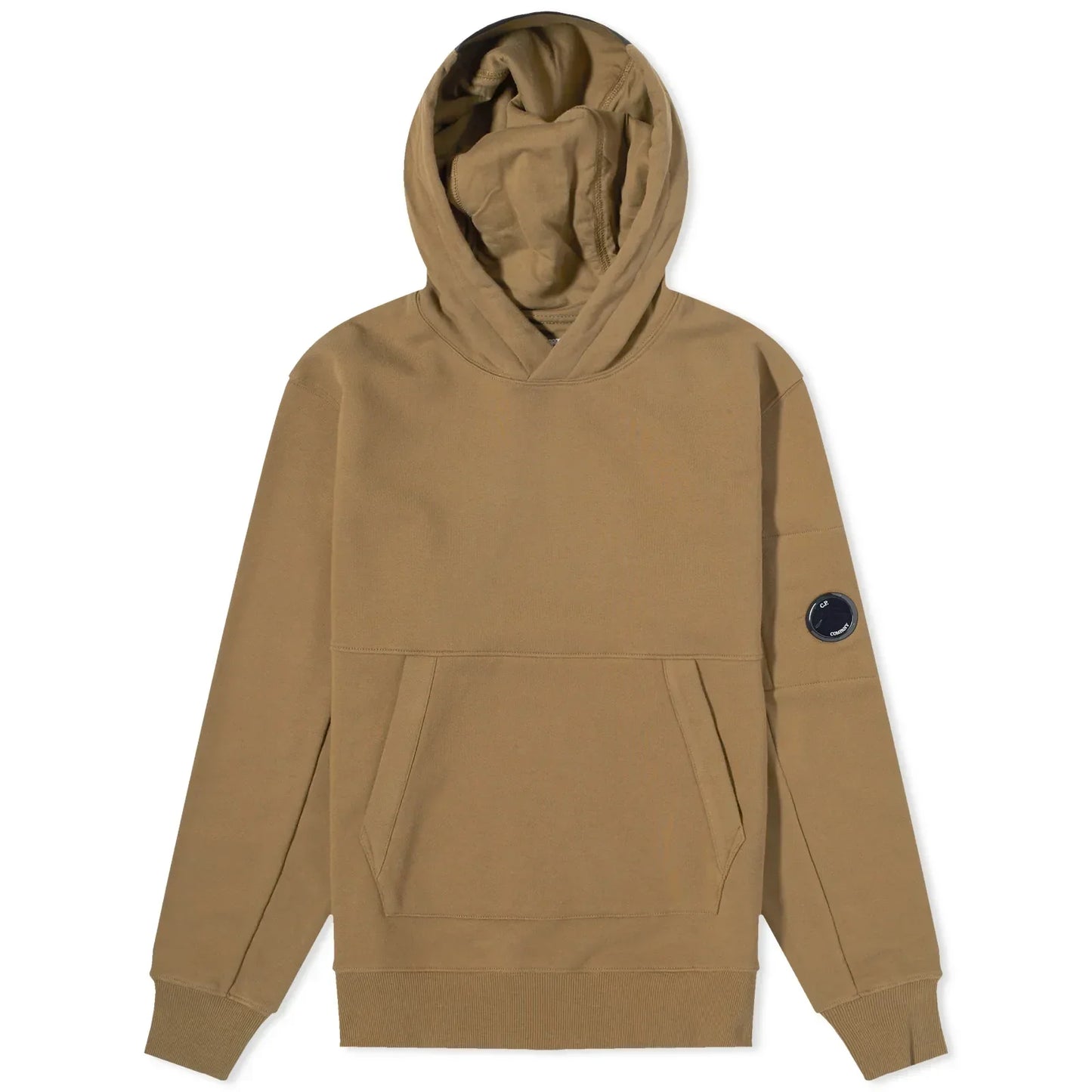 Cp Company Heavy Lens Overhead Hoodie In Butternut Brown