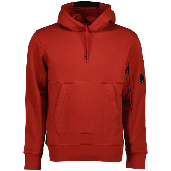 Cp Company Heavy Lens Overhead Hoodie In Red