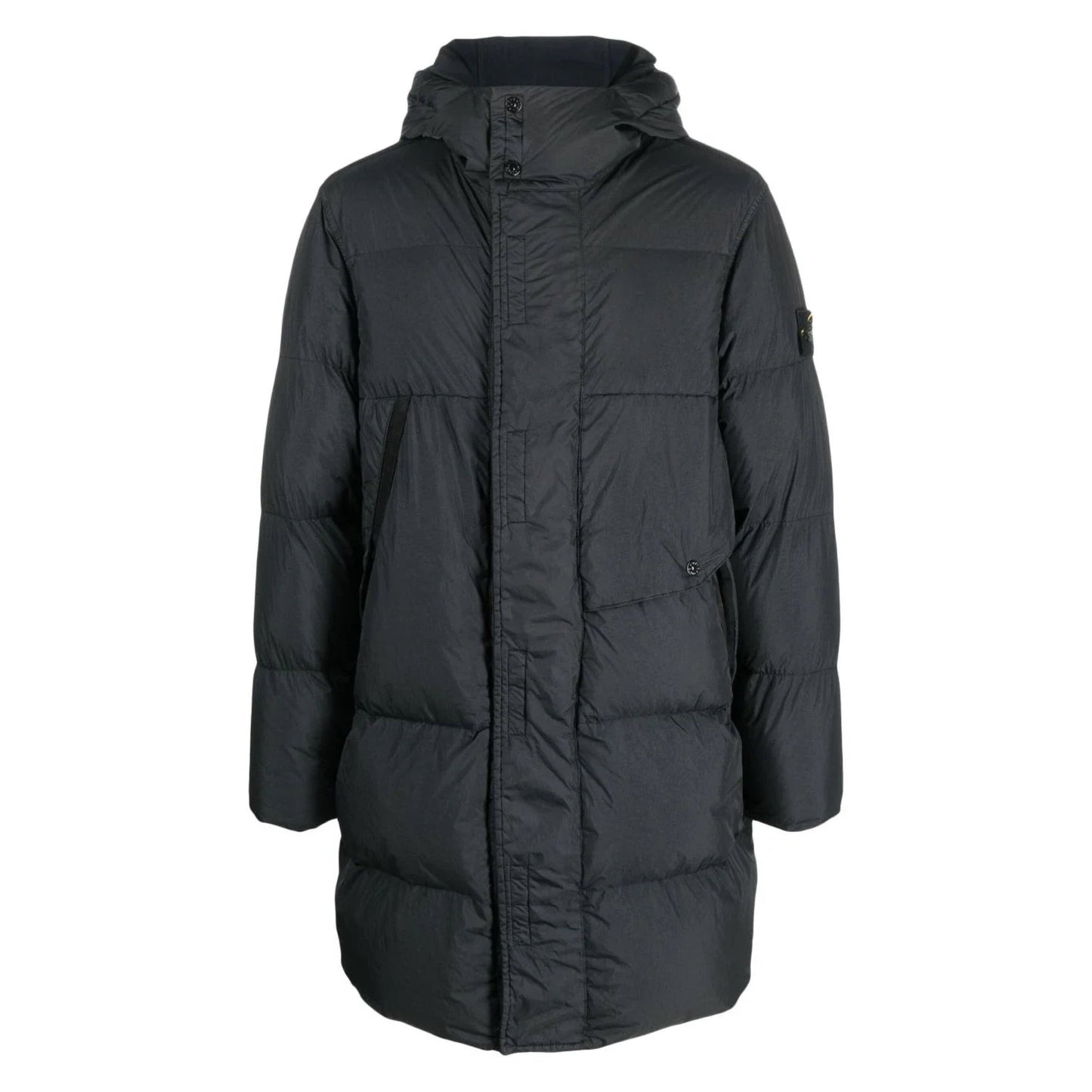 Stone Island Garment Dyed Crinkle Reps R-Ny Down Coat in Black