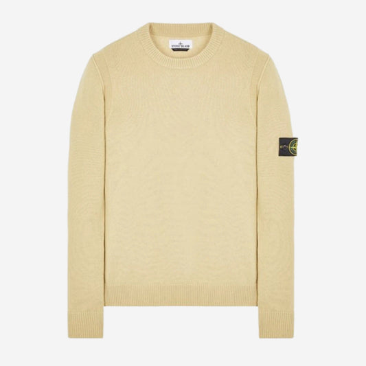 Stone Island Light Wool Crewneck Knit Sweatshirt in Ecru