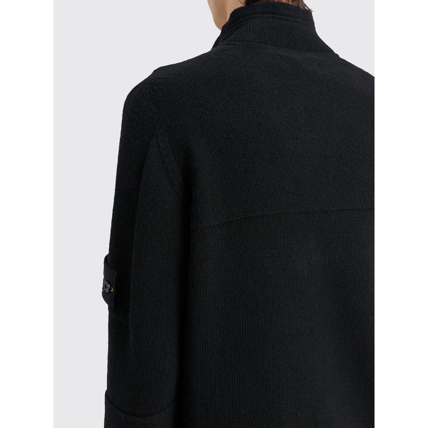 Stone Island Lambswool Half Zip Knit Sweatshirt in Black