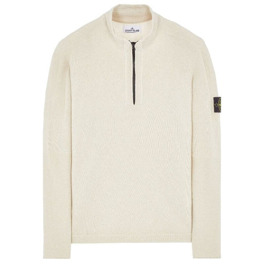 Stone Island Lambswool Half Zip Knit Sweatshirt in Stucco