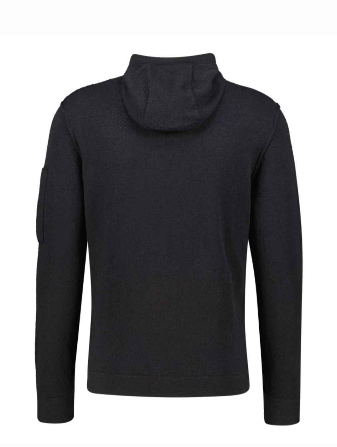 Cp Company Sponge Knit Lens Hooded Sweatshirt In Black