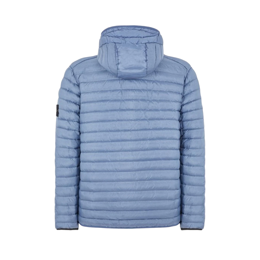 Stone Island Hooded Lightweight Down Jacket In Avio Blue