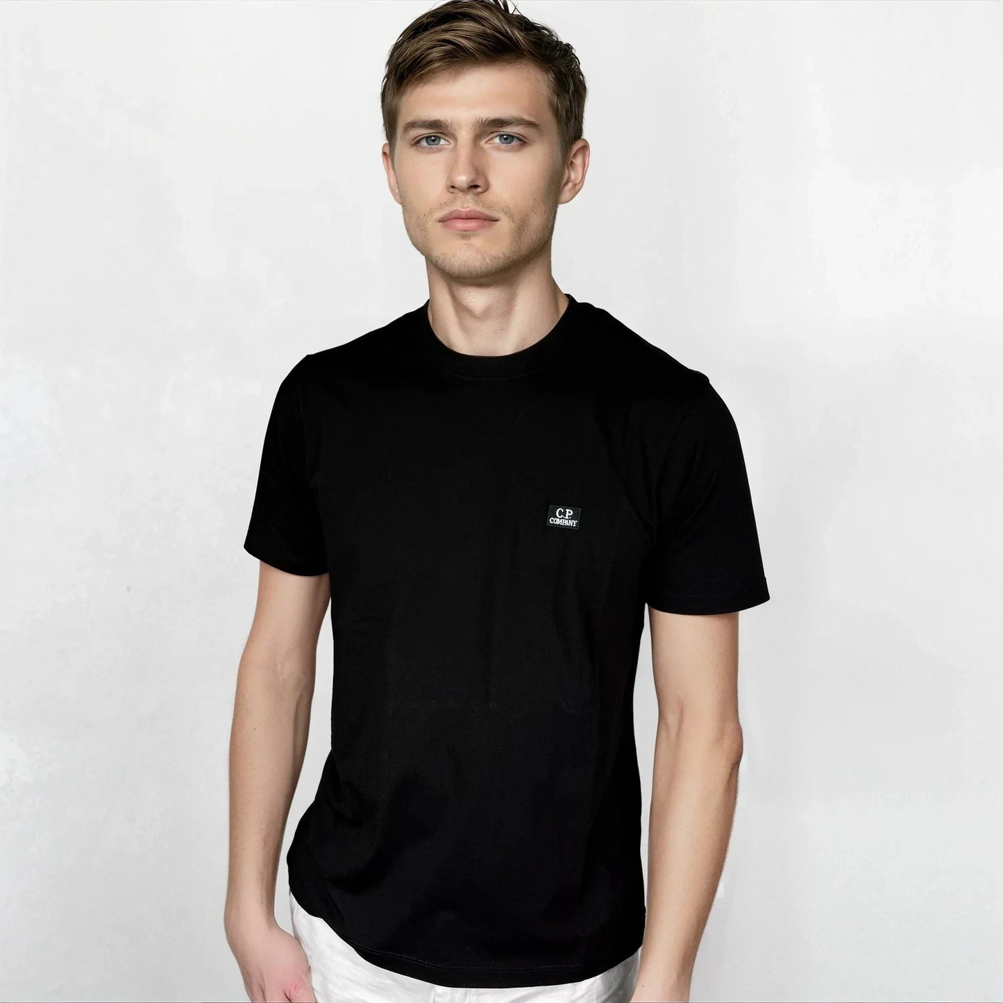CP Company 70/2 Mercerised Jersey Logo Patch T-Shirt in Black