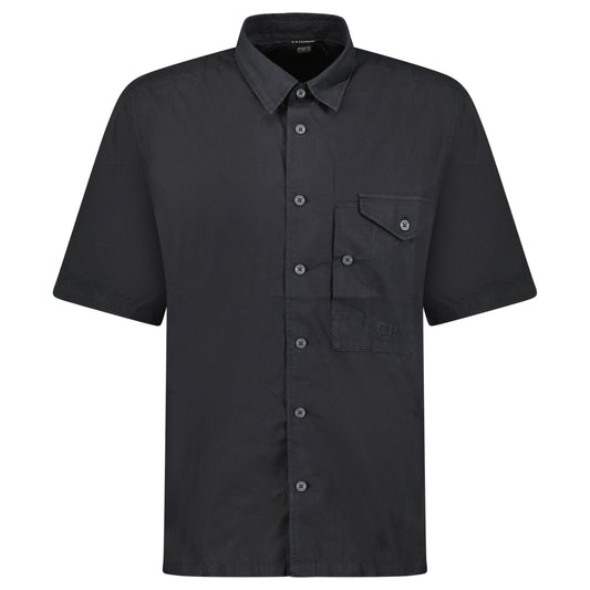 CP Company Black Popeline Short Sleeve Shirt