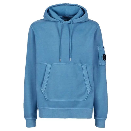 Cp Company Garment Dyed Overhead Lens Hoodie In Infinity Blue