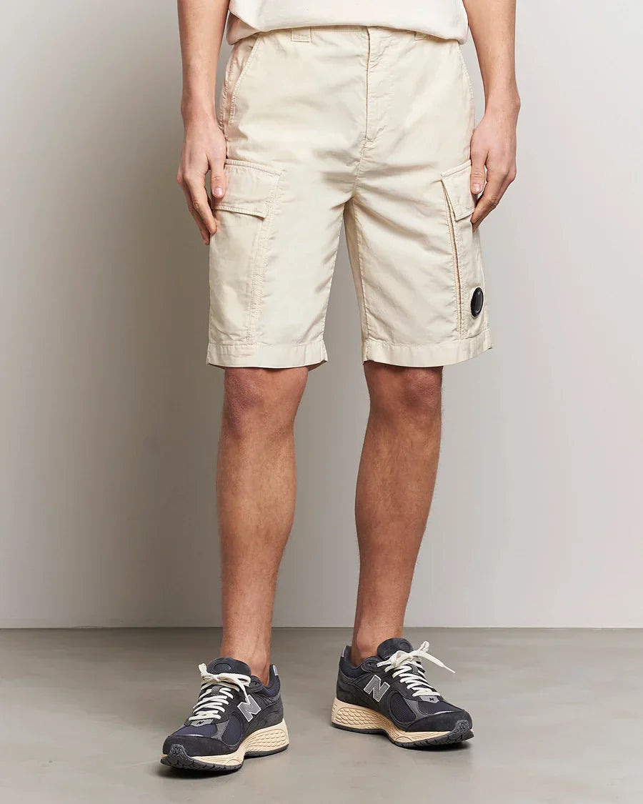 Cp Company Lens Ottoman Cargo Shorts In Beige