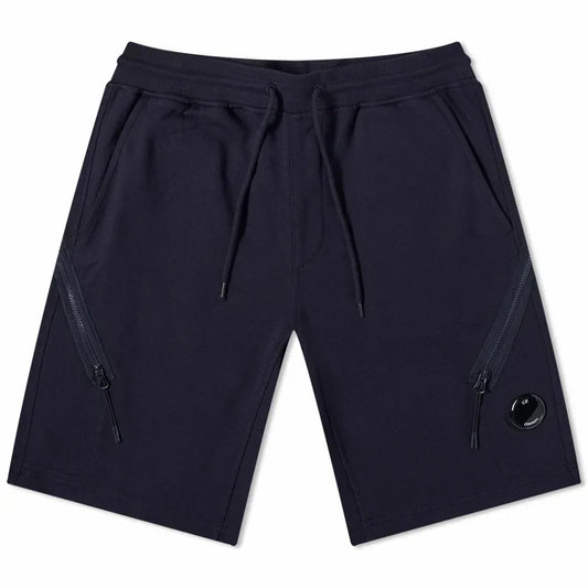 Cp Company Loose Fit Diagonal Raised Fleece Lens Shorts in Navy