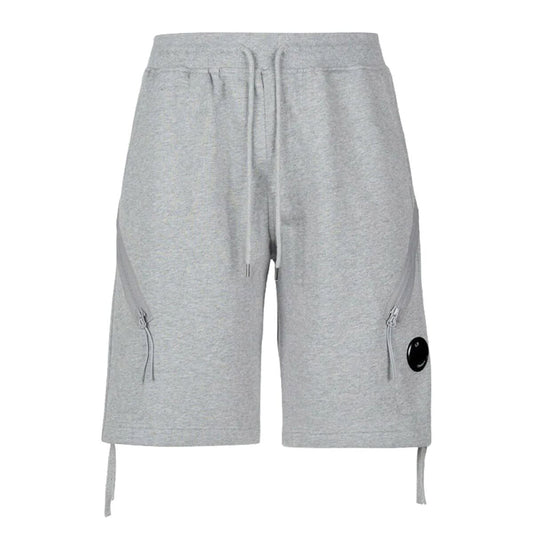 Cp Company Loose Fit Diagonal Raised Fleece Lens Shorts in Grey