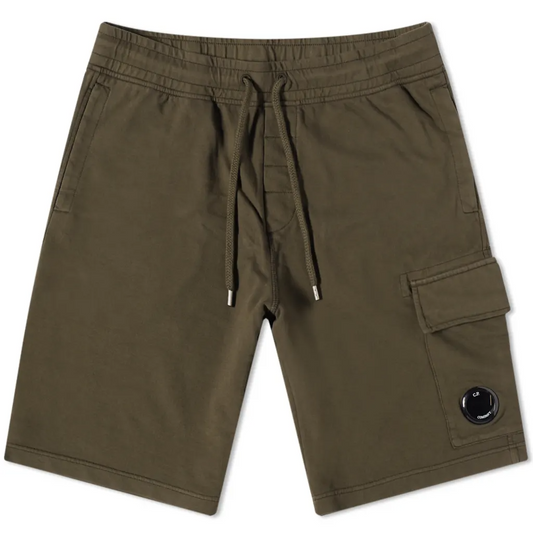Cp Company Light Fleece Lens Shorts in Ivy Green