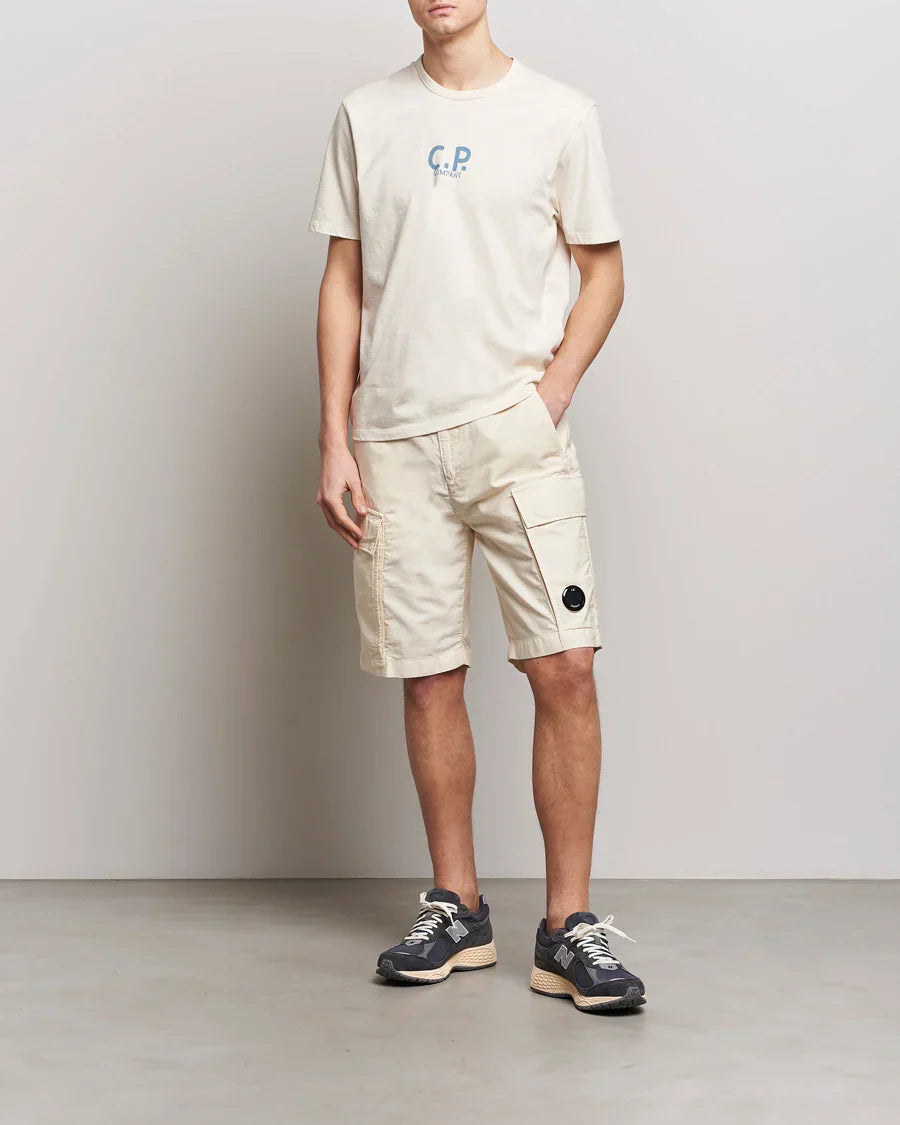 Cp Company Lens Ottoman Cargo Shorts In Beige