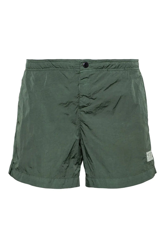 Cp Company 201A Eco Chrome-R Button Swimshorts In Duck Green