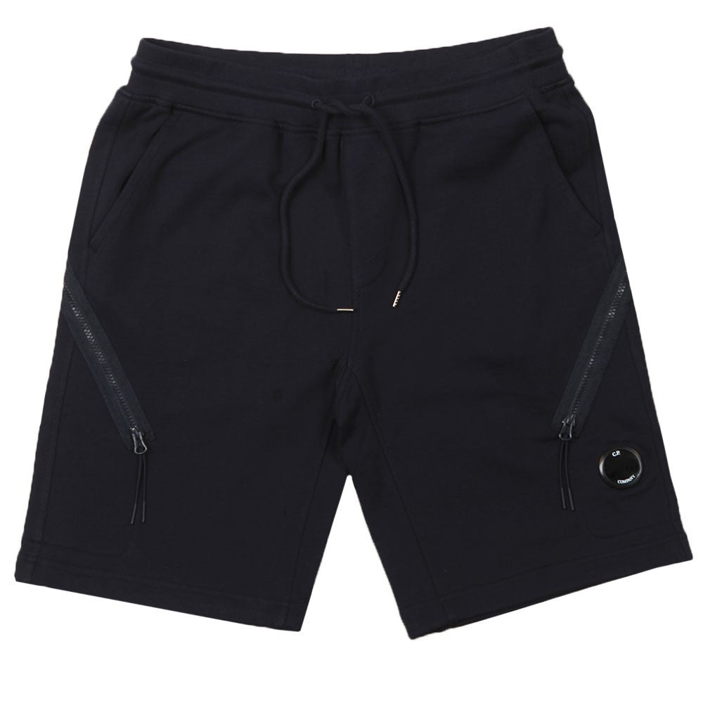 Cp Company Loose Fit Diagonal Raised Fleece Lens Shorts in Black
