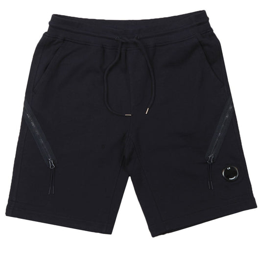 Cp Company Loose Fit Diagonal Raised Fleece Lens Shorts in Black