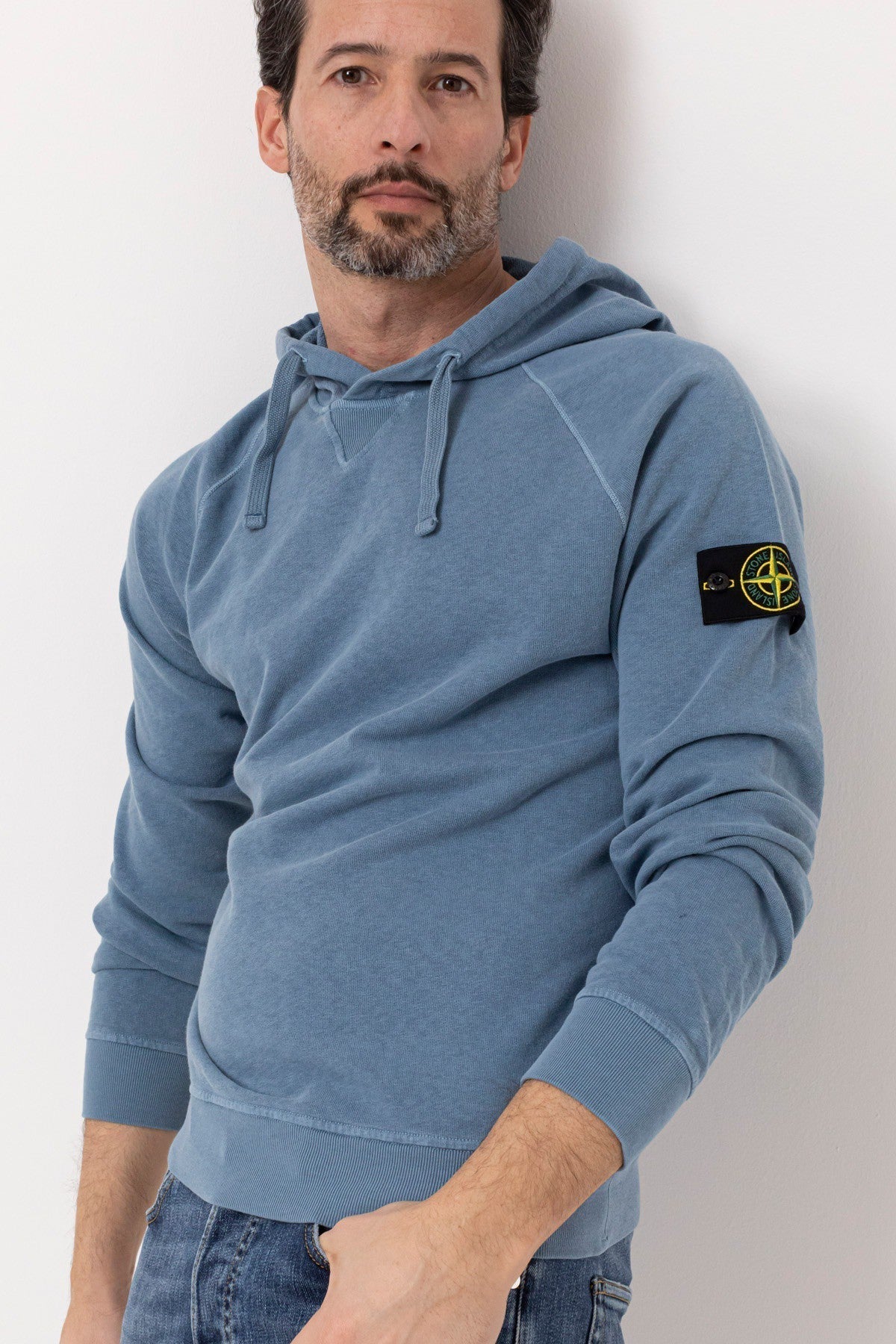 Stone Island Garment Dyed Overhead Hoodie In Blue