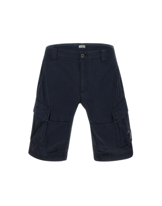 Cp Company 116A Satin Stretch Cargo Shorts In Navy