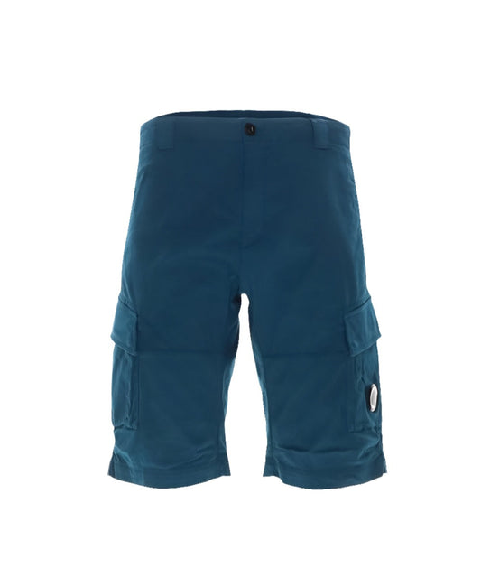 Cp Company 116A Satin Stretch Cargo Shorts In Ink Blue
